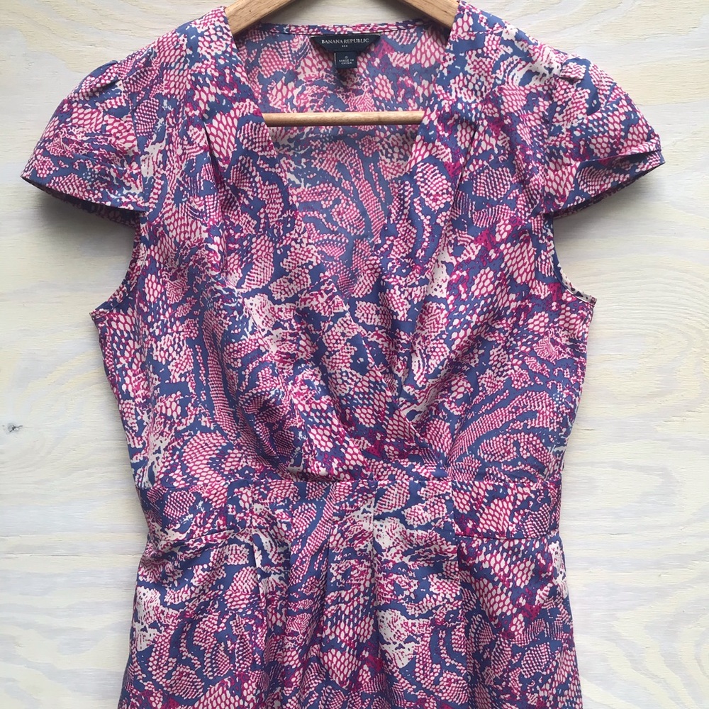 Banana republic snake print cap sleeve wrap shirt